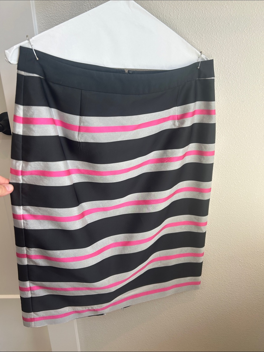 Halogen Black Stripe Pencil Skirt with Gray & Hot Pink Bands